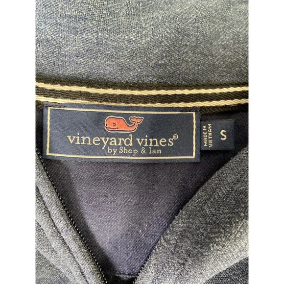 Vineyard Vines Men’s Blue Herringbone 1/4 Zip Pullover Sweatshirt - S - Picture 3 of 4
